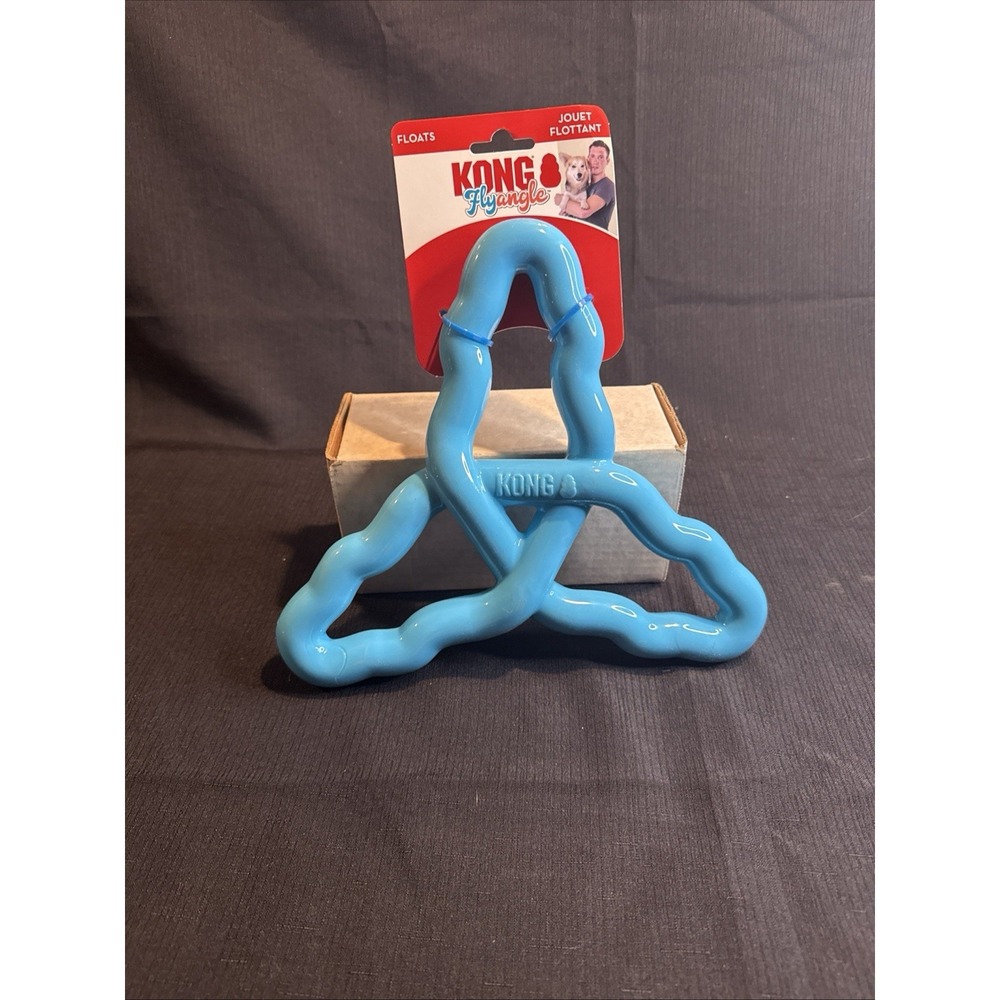 KONG Flyangle Large Durable Floating Tug & Fetch Dog Toy Blue FA11 10x9"